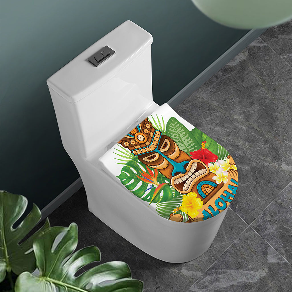 Aloha Tiki Print Toilet Lid Cover