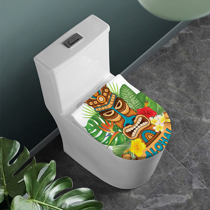 Aloha Tiki Print Toilet Lid Cover