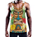 Aloha Tiki Print Men's Workout Tank Top