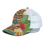 Aloha Tiki Print White Mesh Trucker Cap