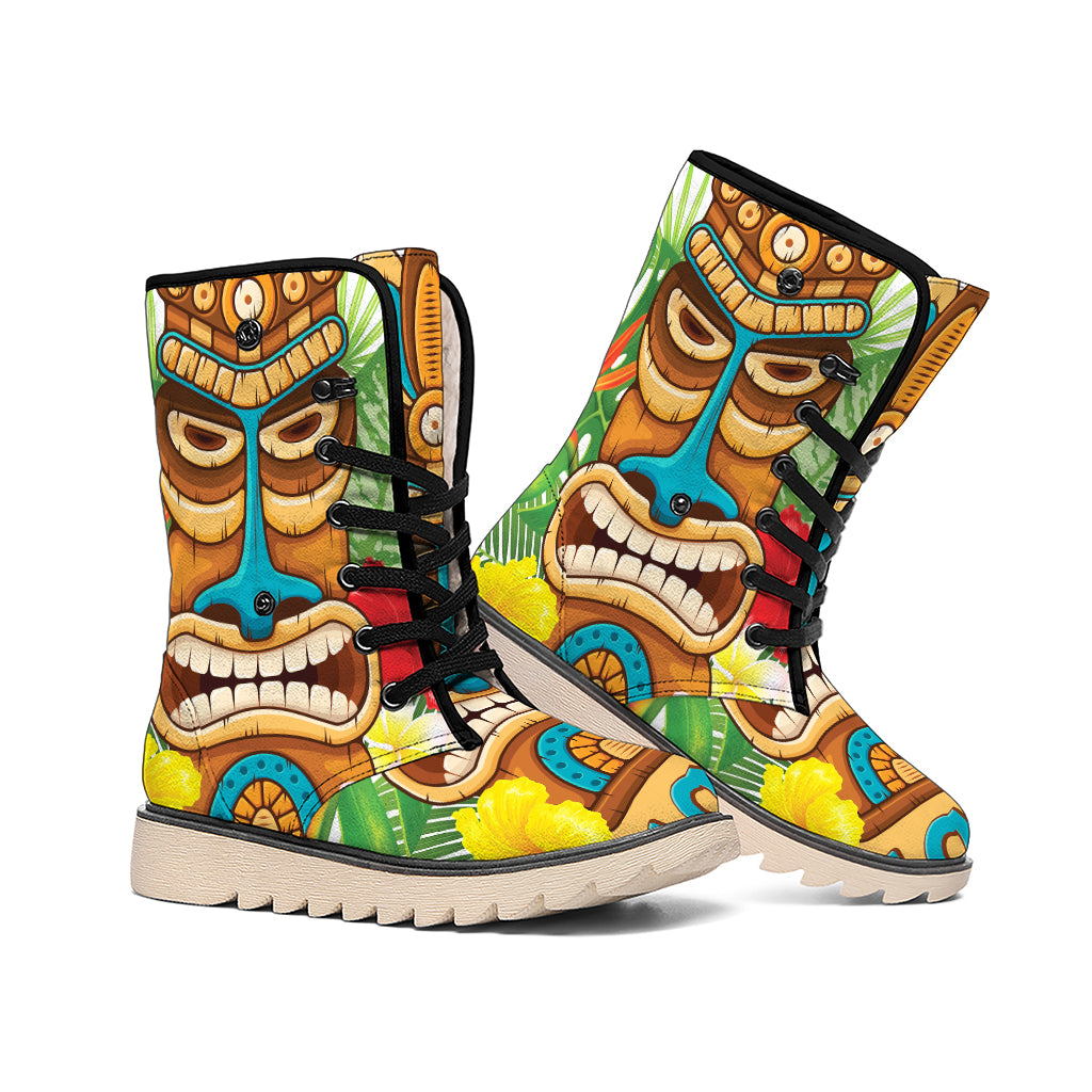 Aloha Tiki Print Winter Boots