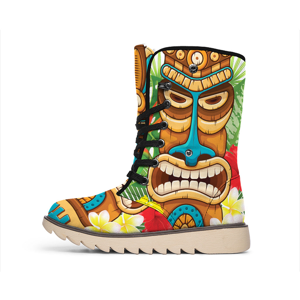 Aloha Tiki Print Winter Boots