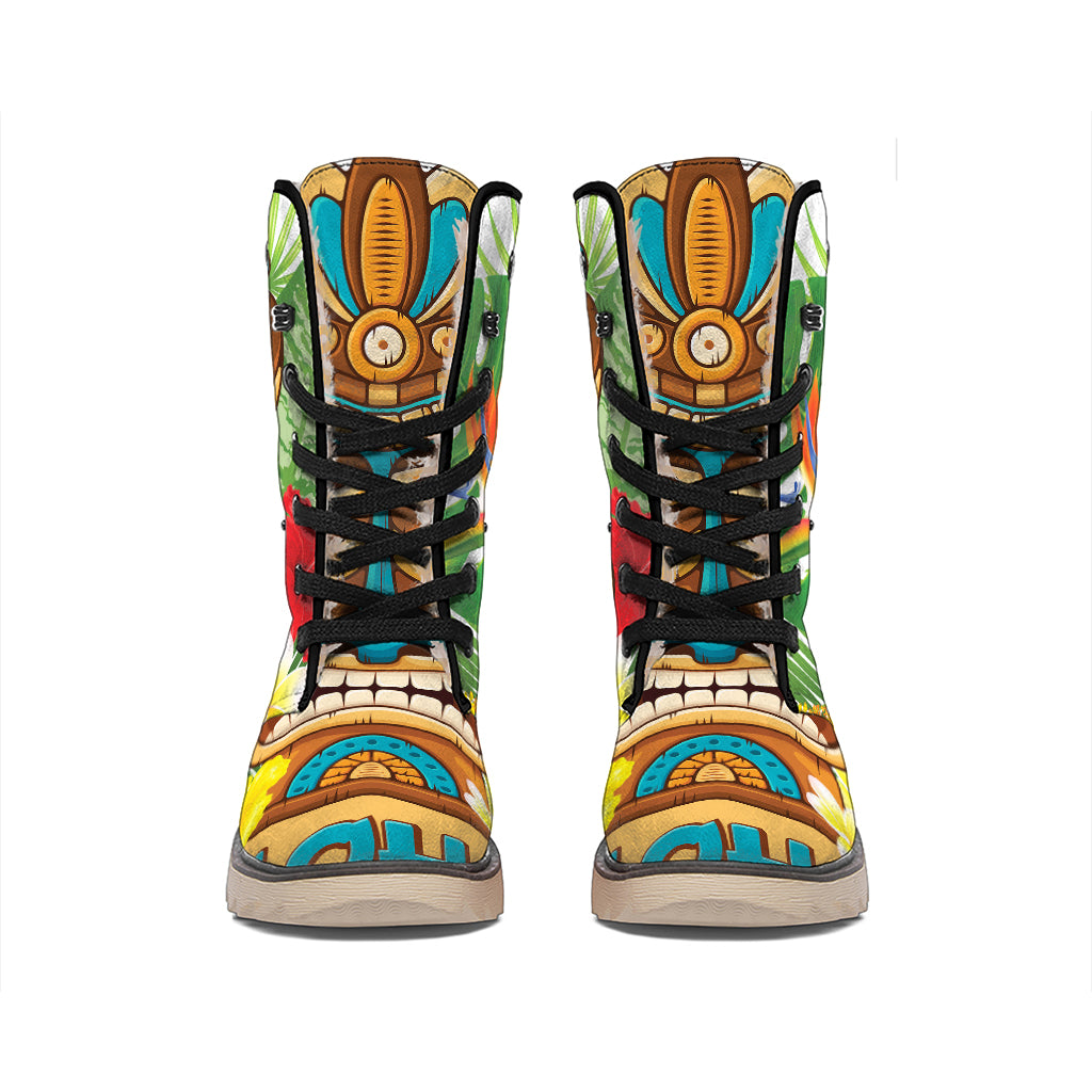 Aloha Tiki Print Winter Boots