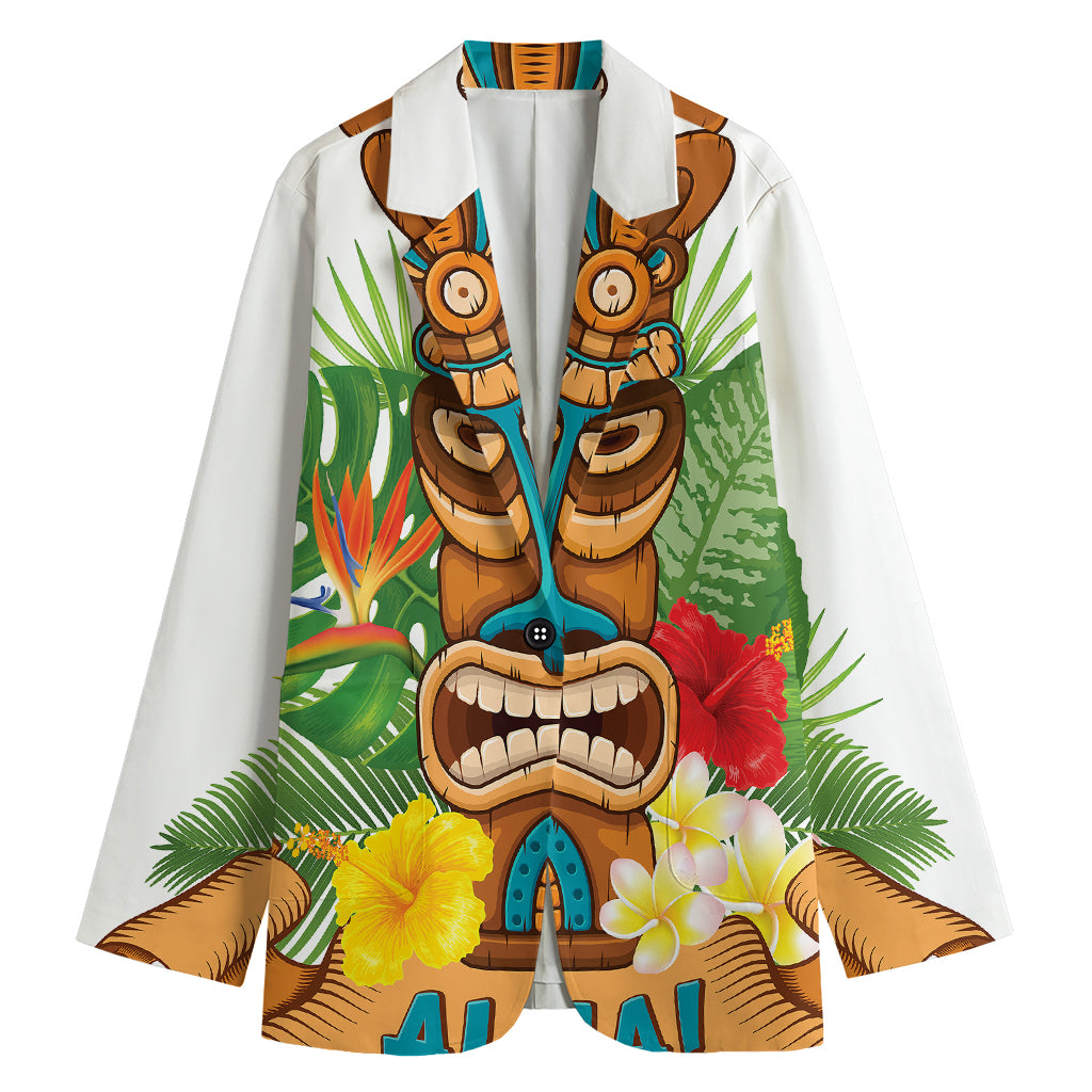 Aloha Tiki Print Women's Cotton Blazer