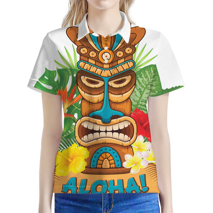Aloha Tiki Print Women's Polo Shirt