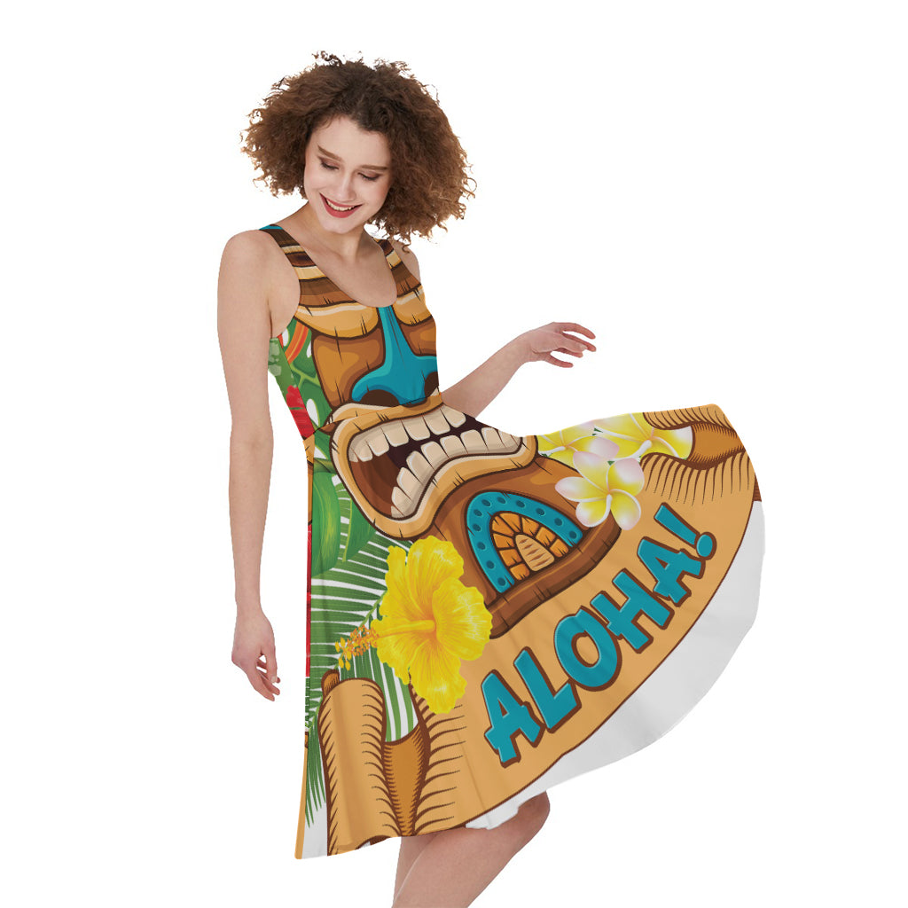 Aloha Tiki Print Women's Sleeveless Dress