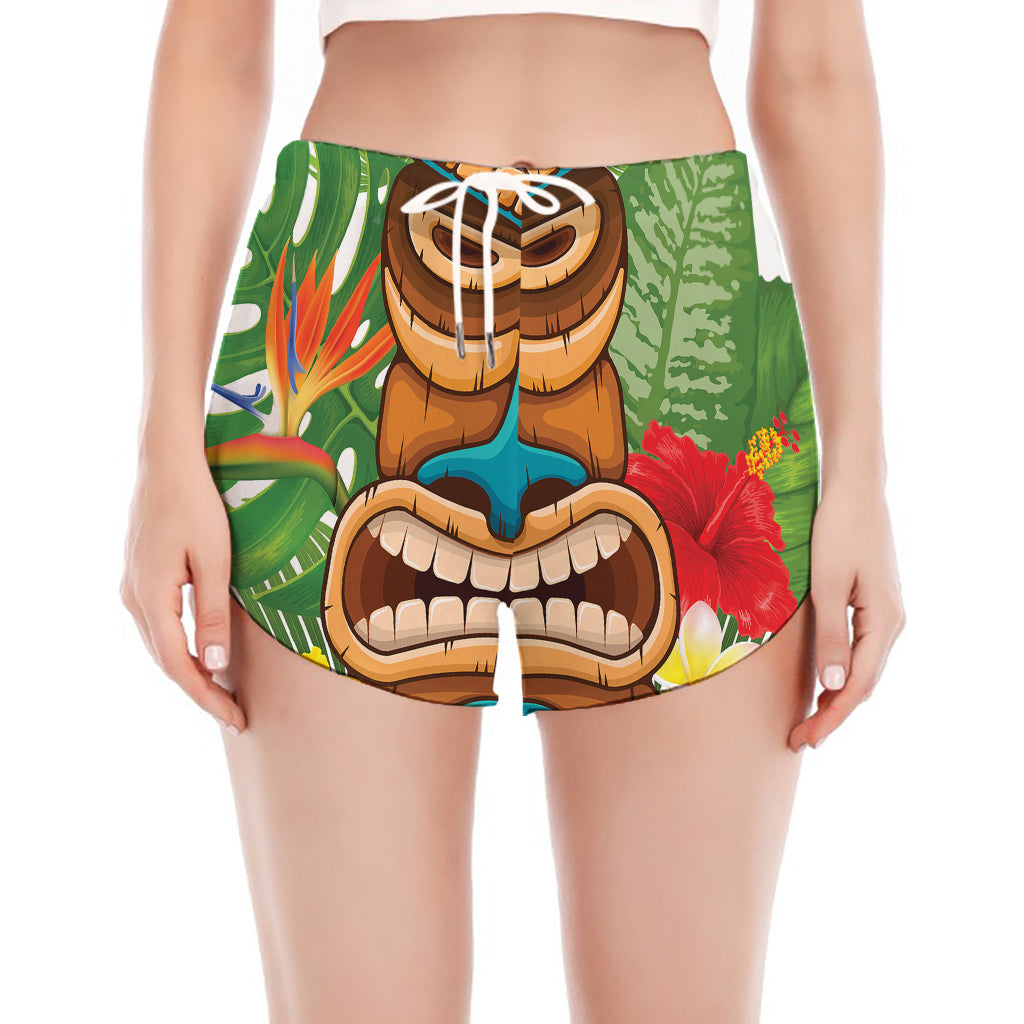 Aloha Tiki Print Women's Split Running Shorts