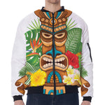 Aloha Tiki Print Zip Sleeve Bomber Jacket