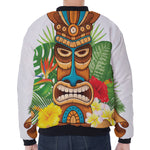 Aloha Tiki Print Zip Sleeve Bomber Jacket