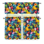 Aloha Tropical Fruits Pattern Print 3 Piece Kitchen Curtains