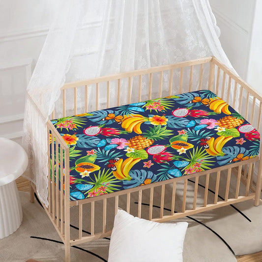 Aloha Tropical Fruits Pattern Print Baby Crib Sheet