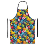Aloha Tropical Fruits Pattern Print Bib Apron With Pocket