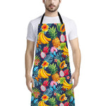 Aloha Tropical Fruits Pattern Print Bib Apron With Pocket