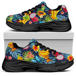 Aloha Tropical Fruits Pattern Print Black Chunky Shoes