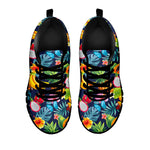 Aloha Tropical Fruits Pattern Print Black Running Shoes