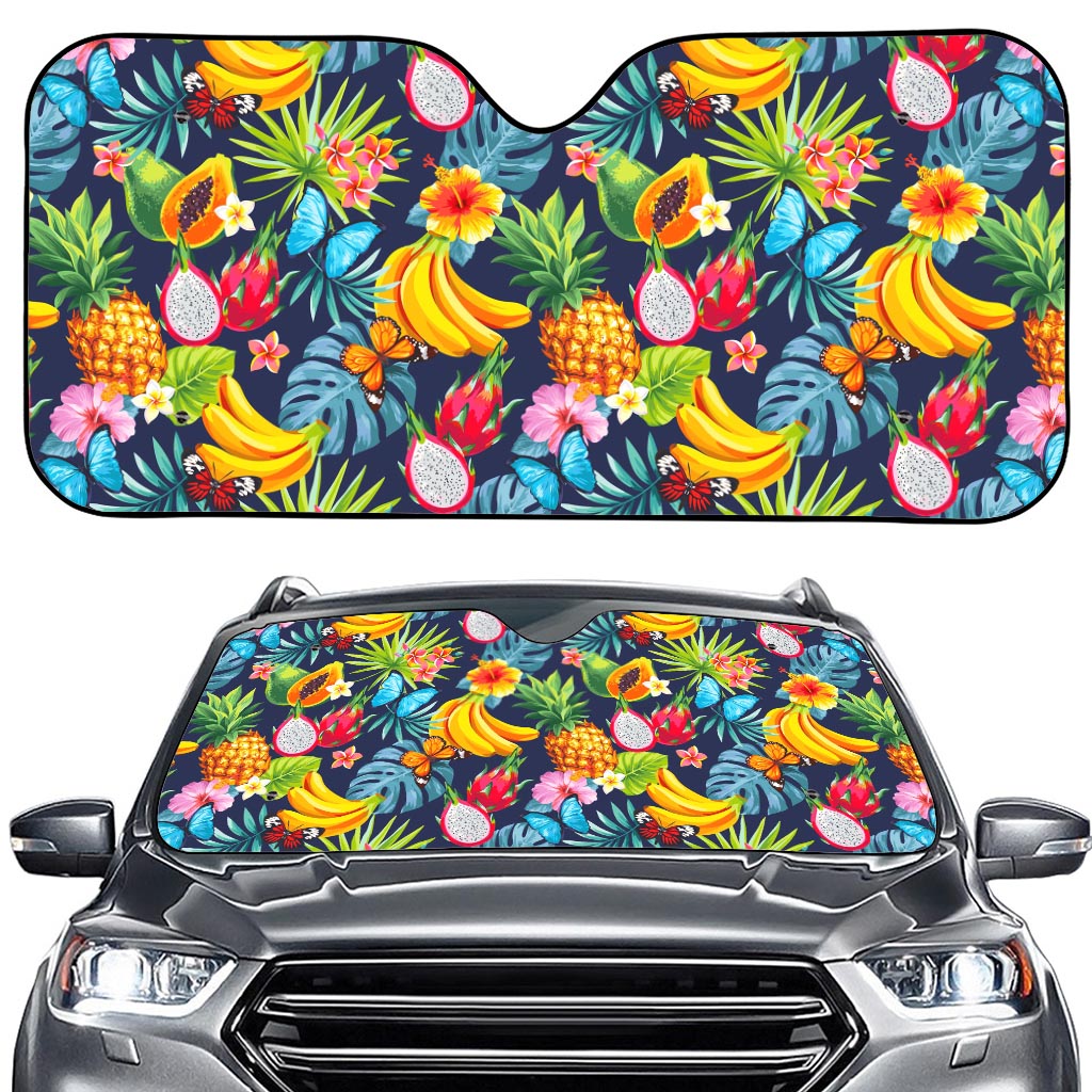 Aloha Tropical Fruits Pattern Print Car Windshield Sun Shade