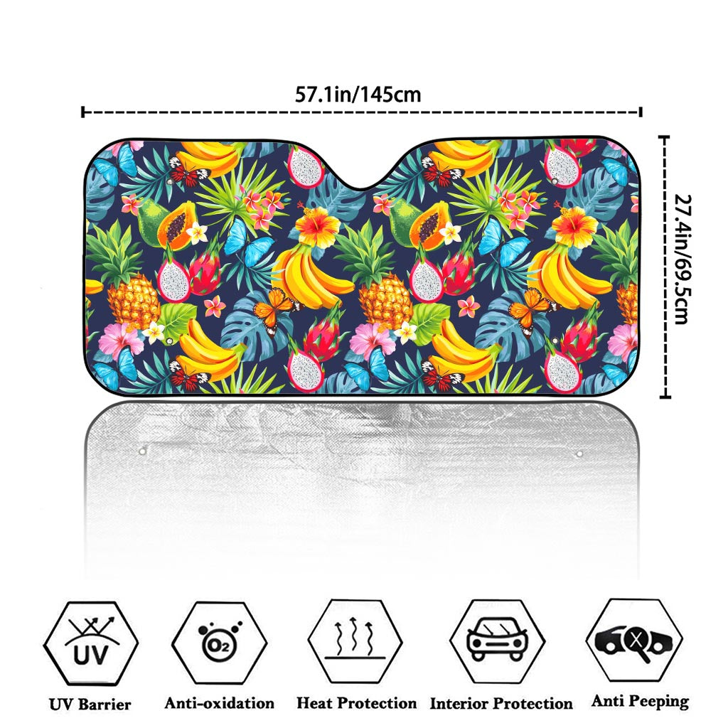 Aloha Tropical Fruits Pattern Print Car Windshield Sun Shade