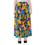 Aloha Tropical Fruits Pattern Print Chiffon Maxi Skirt