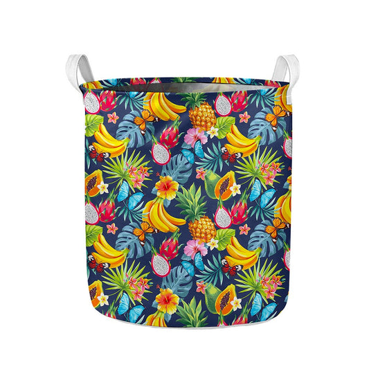 Aloha Tropical Fruits Pattern Print Collapsible Laundry Basket