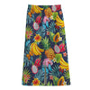 Aloha Tropical Fruits Pattern Print Cotton Front Slit Maxi Skirt