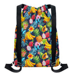 Aloha Tropical Fruits Pattern Print Drawstring Backpack