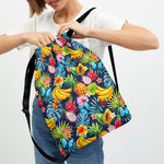 Aloha Tropical Fruits Pattern Print Drawstring Backpack