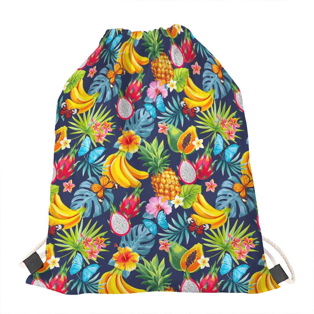 Aloha Tropical Fruits Pattern Print Drawstring Bag