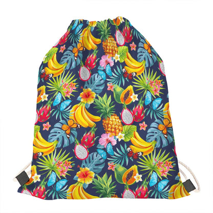 Aloha Tropical Fruits Pattern Print Drawstring Bag