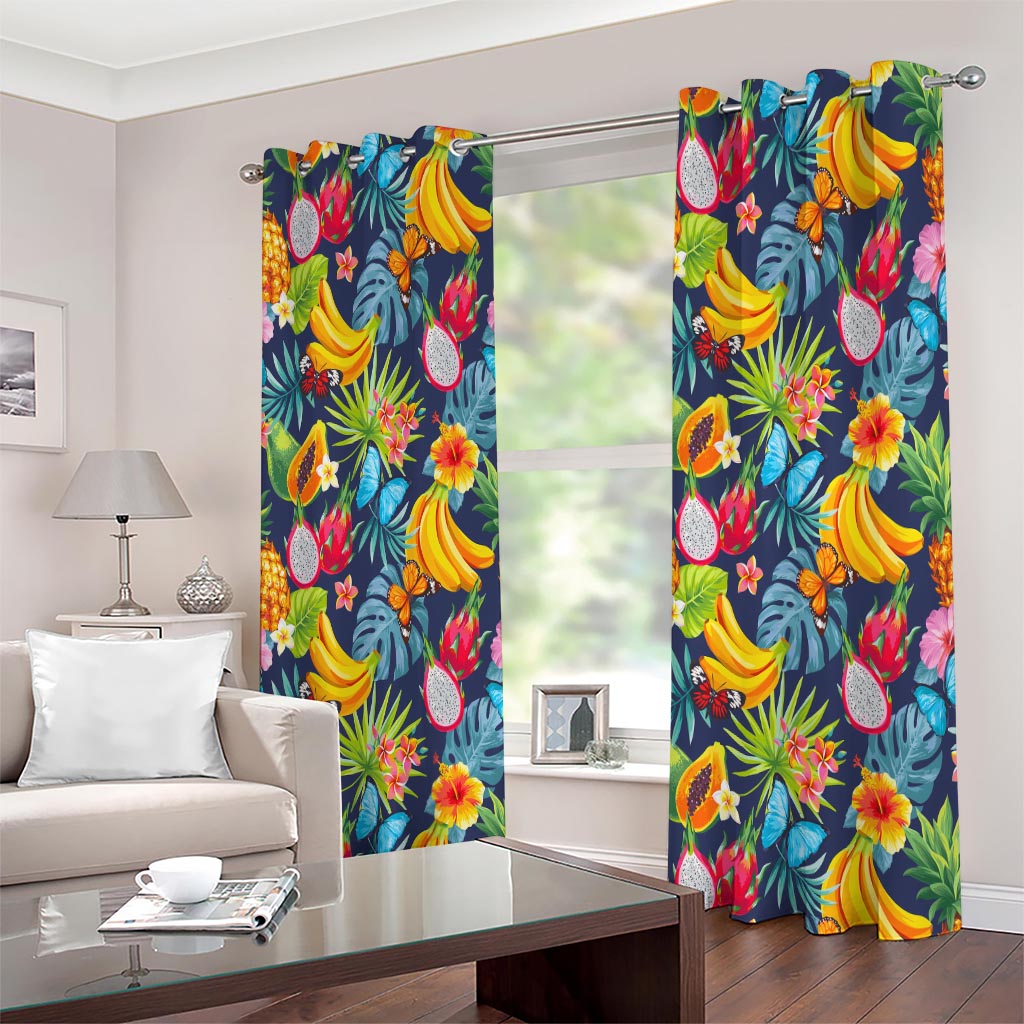 Aloha Tropical Fruits Pattern Print Extra Wide Grommet Curtains