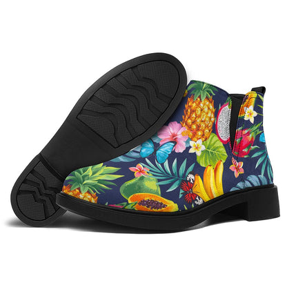 Aloha Tropical Fruits Pattern Print Flat Ankle Boots