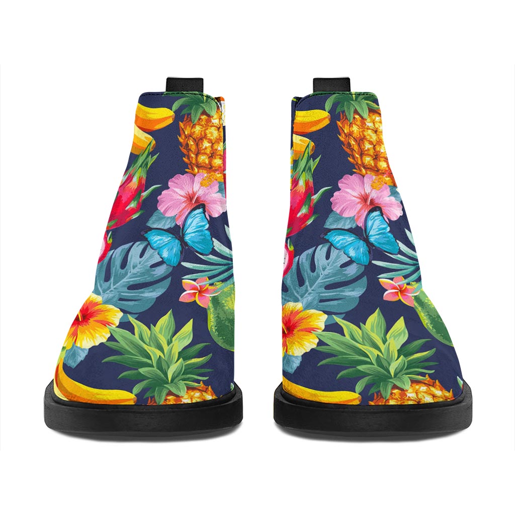 Aloha Tropical Fruits Pattern Print Flat Ankle Boots