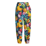 Aloha Tropical Fruits Pattern Print Fleece Lined Knit Pants