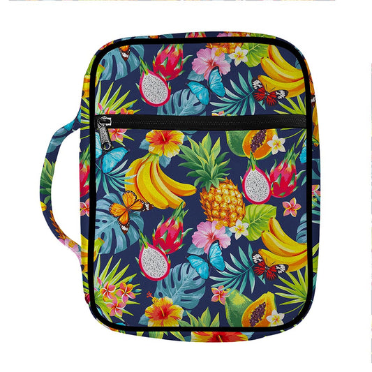 Aloha Tropical Fruits Pattern Print Front Pocket Bible Bag