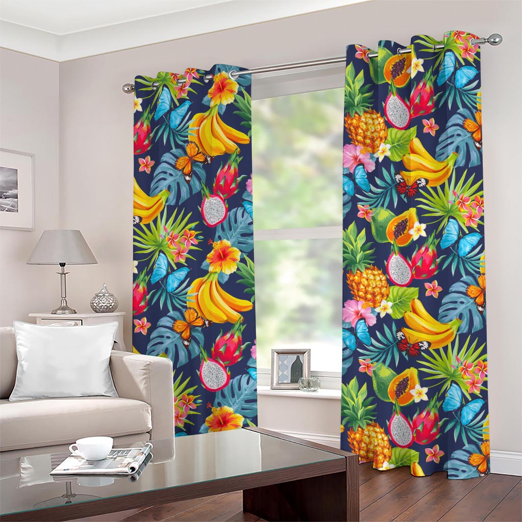 Aloha Tropical Fruits Pattern Print Grommet Curtains