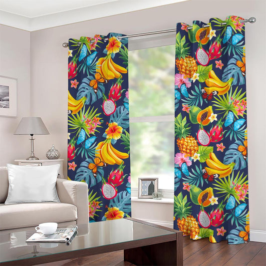 Aloha Tropical Fruits Pattern Print Grommet Curtains