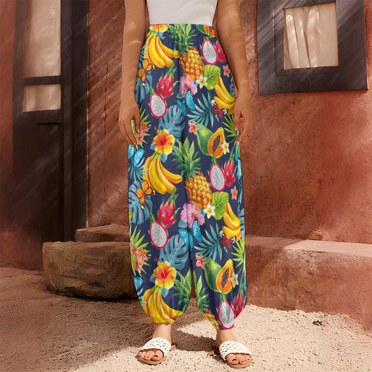 Aloha Tropical Fruits Pattern Print Harem Pants