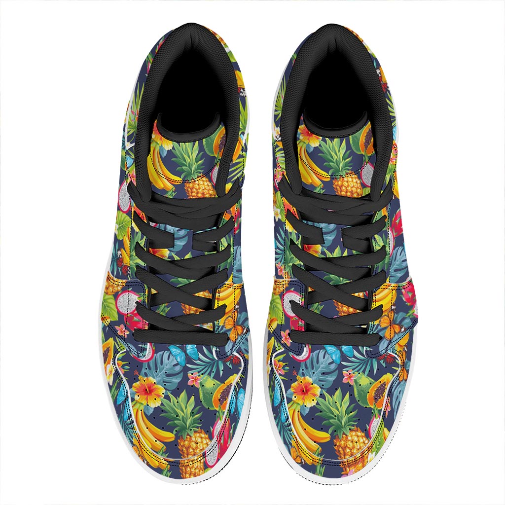 Aloha Tropical Fruits Pattern Print High Top Leather Sneakers