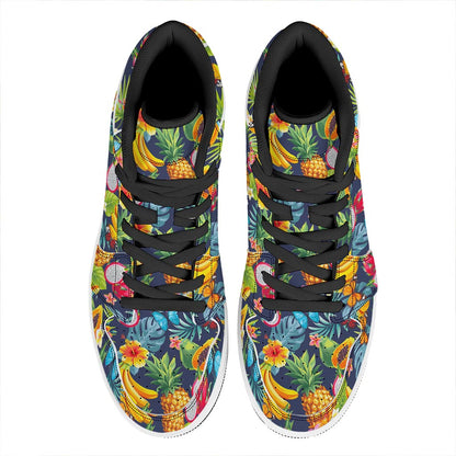 Aloha Tropical Fruits Pattern Print High Top Leather Sneakers