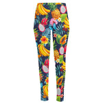 Aloha Tropical Fruits Pattern Print High-Waisted Pocket Leggings