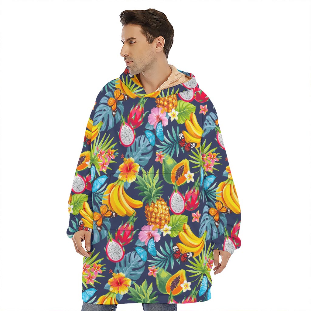 Aloha Tropical Fruits Pattern Print Hoodie Blanket