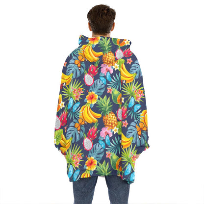 Aloha Tropical Fruits Pattern Print Hoodie Blanket