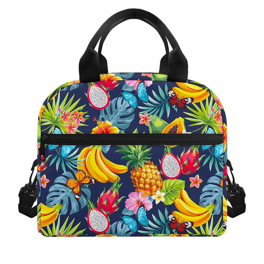 Aloha Tropical Fruits Pattern Print Insulated Lunch Bag