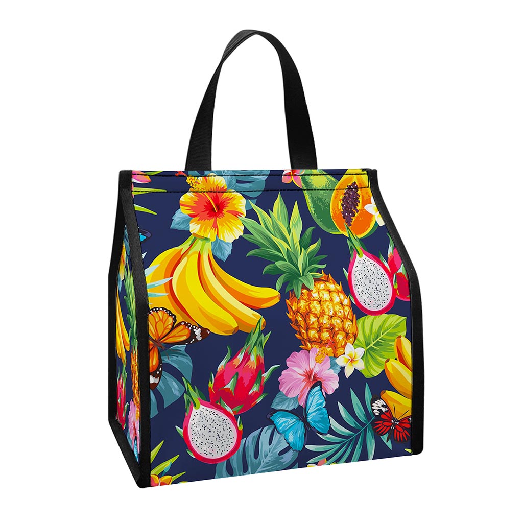 Aloha Tropical Fruits Pattern Print Insulated Lunch Tote