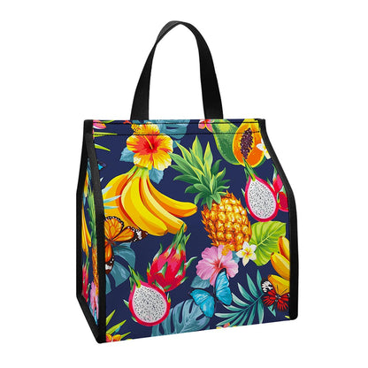 Aloha Tropical Fruits Pattern Print Insulated Lunch Tote