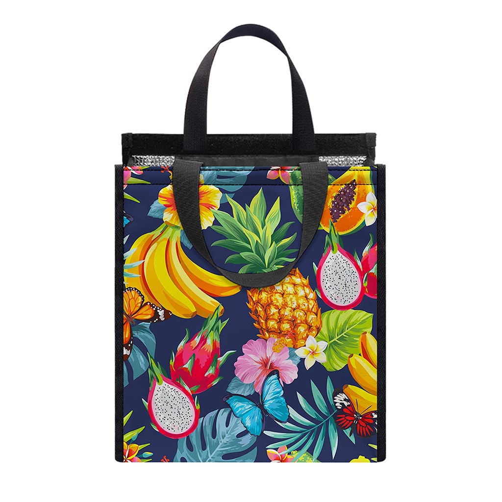 Aloha Tropical Fruits Pattern Print Insulated Lunch Tote