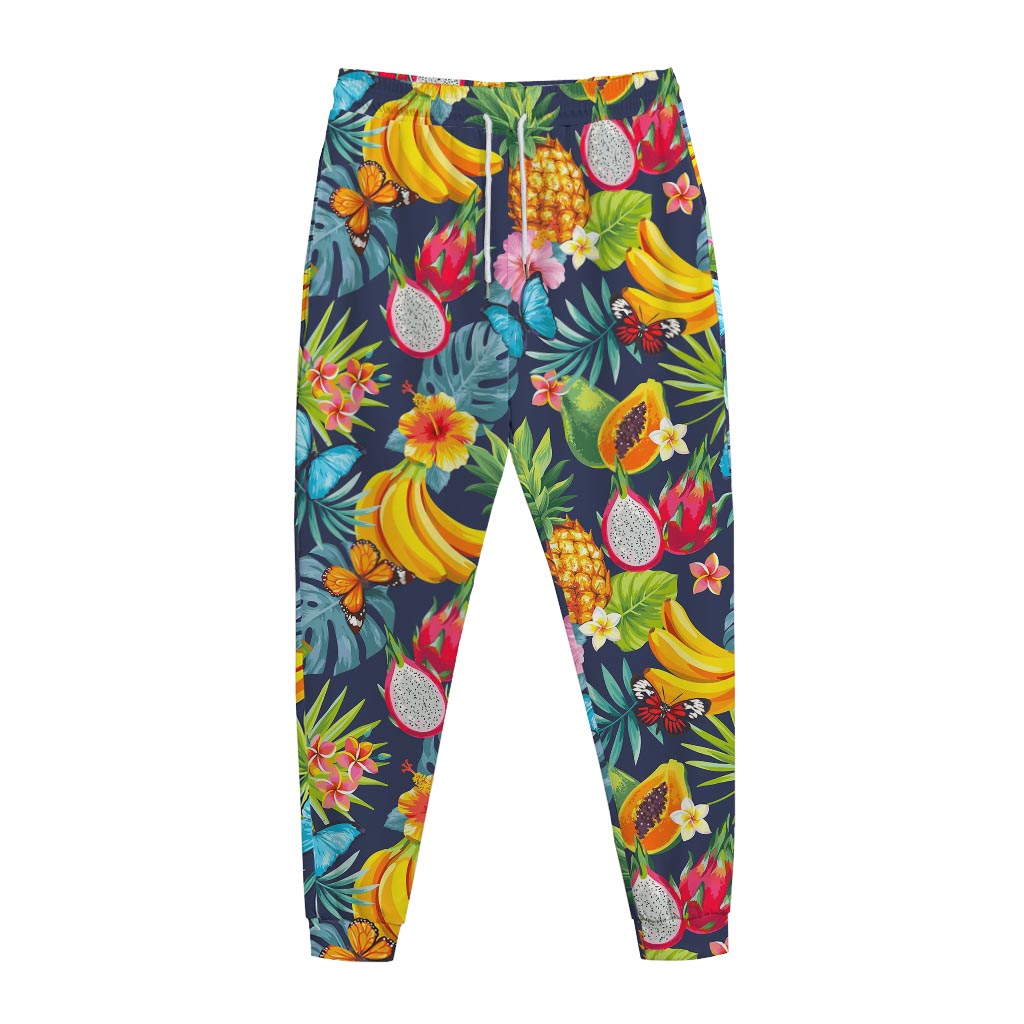 Aloha Tropical Fruits Pattern Print Jogger Pants