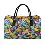 Aloha Tropical Fruits Pattern Print Leather Duffle Bag