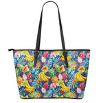 Aloha Tropical Fruits Pattern Print Leather Tote Bag
