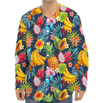 Aloha Tropical Fruits Pattern Print Long Sleeve Baseball Jersey