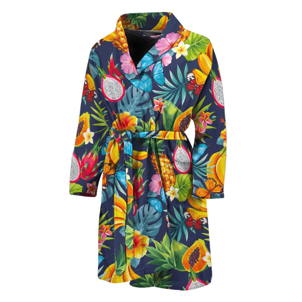 Aloha Tropical Fruits Pattern Print Men's Bathrobe